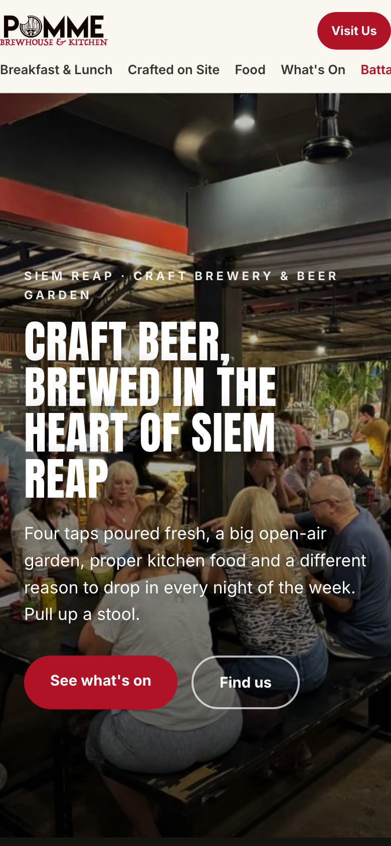 Pomme Siem Reap website on a phone: craft beer brewed in the heart of Siem Reap